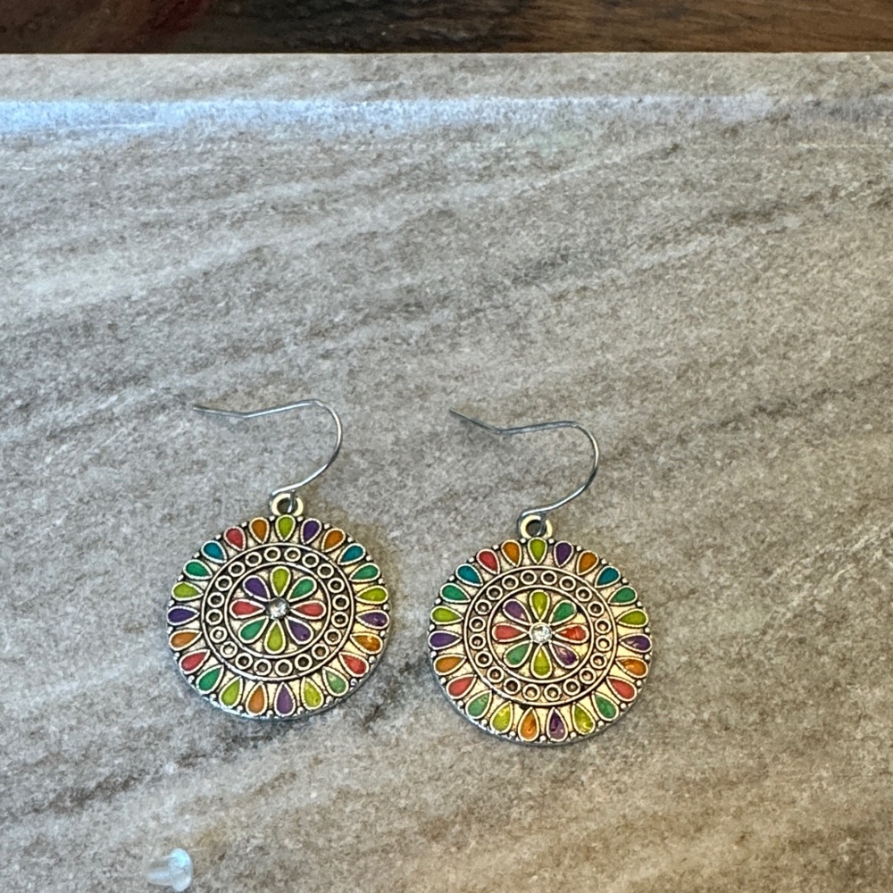 Vibrant Multicolor Mandala Earrings
